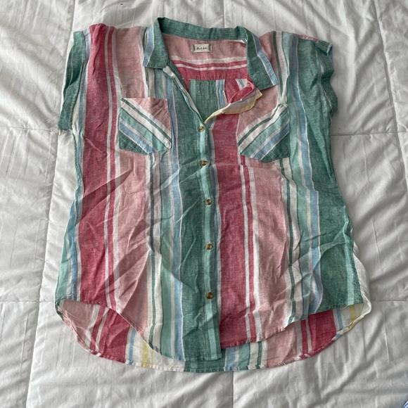 Altar'd State Tops - NWT Altar’d State Pink and Blue Lightweight Button Down Shirt